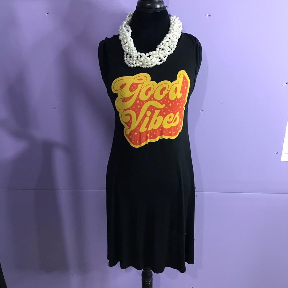 Black, Orange, and Gold Tank Top Dress